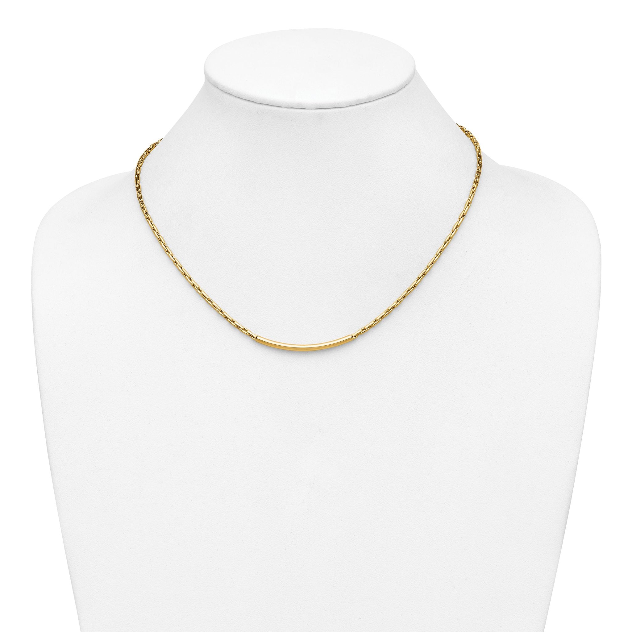 14K Polished Fancy Link Bar w/.5in ext. Necklace