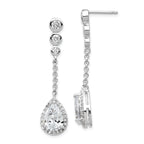 Sterling Silver CZ Teardrop Halo Dangle Earrings, Rhodium-Plated, Gift-Ready