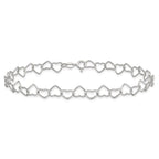 Fancy Heart Link Anklet in Sterling Silver