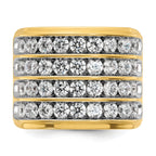 14k Mens Polished 4-Row Ring Mounting, Mounting Only