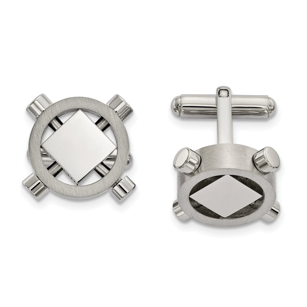 Stainless Steel Brushed and Polished Cuff Links
