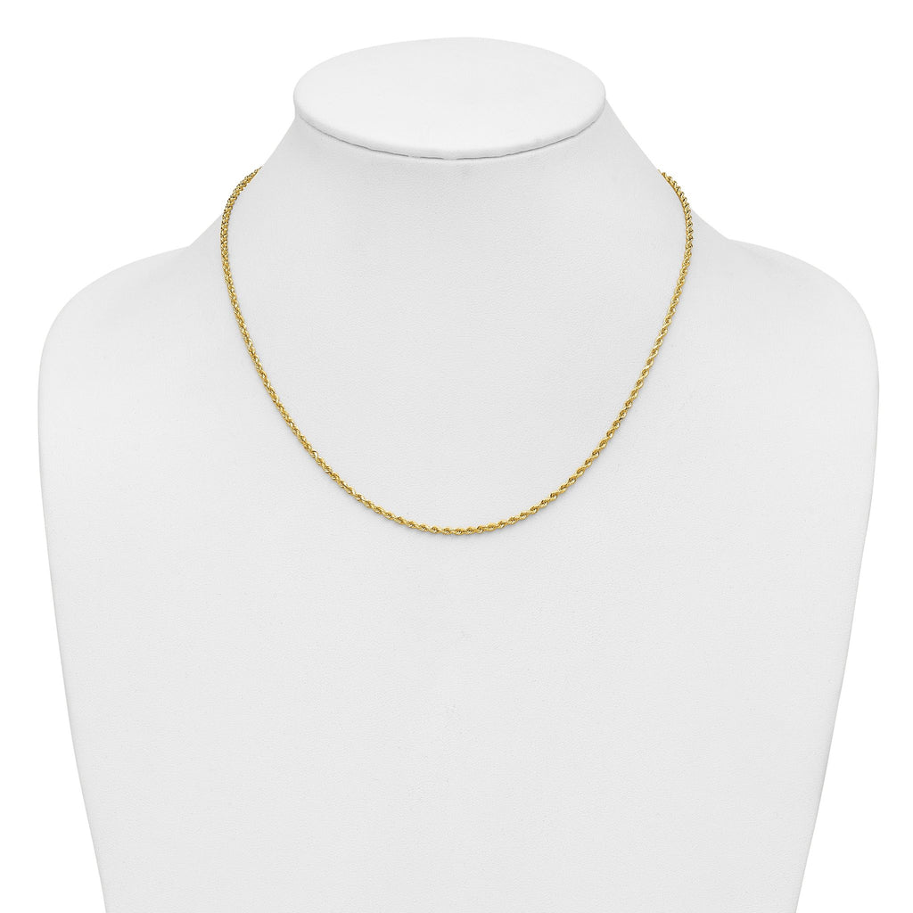 14K 7 inch 2mm Diamond-cut Rope with Lobster Clasp Chain