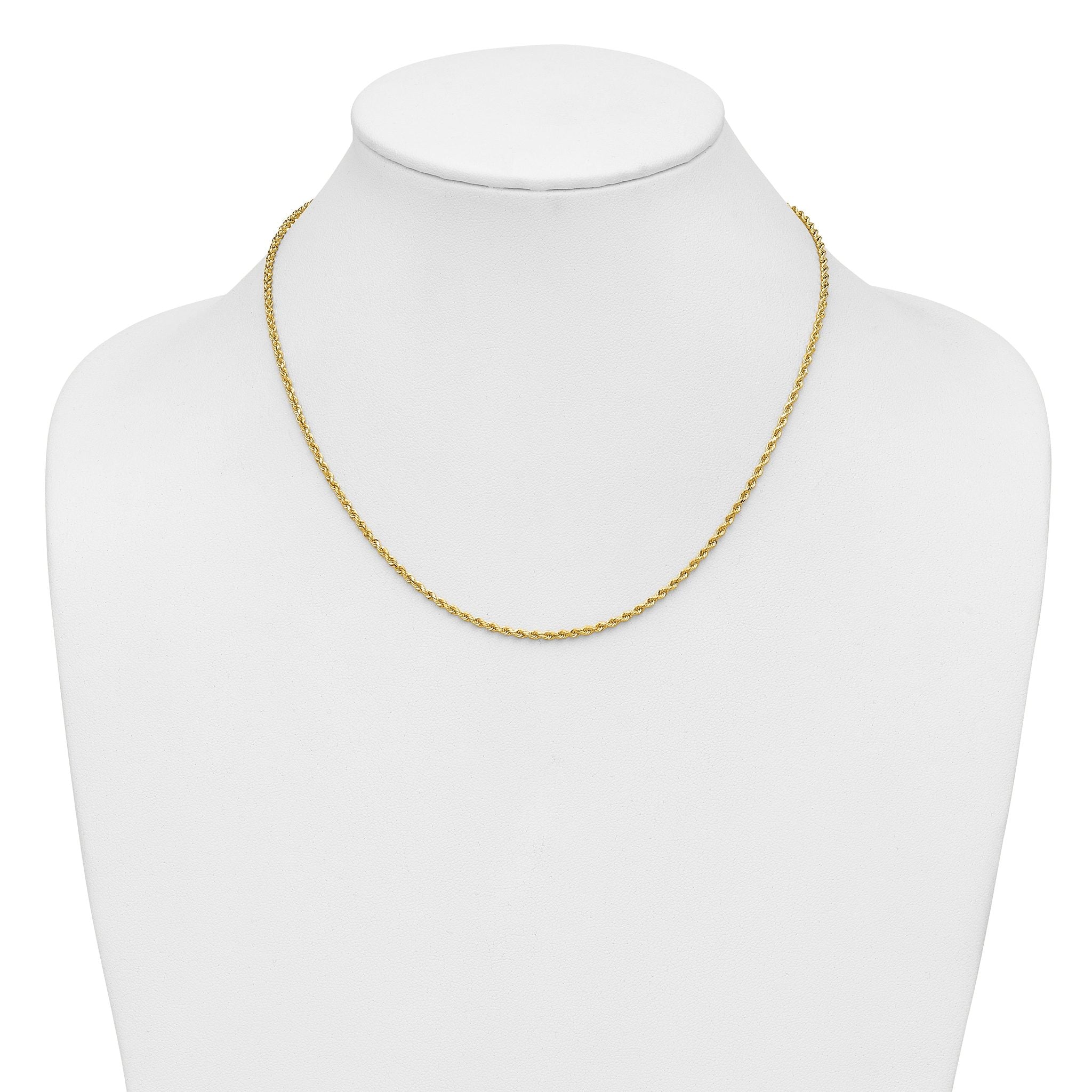 14K 7 inch 2mm Diamond-cut Rope with Lobster Clasp Chain