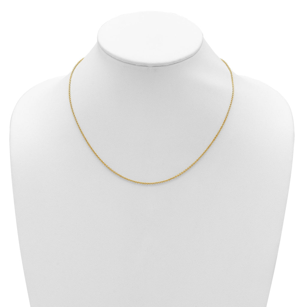 14k Yellow Gold 1.6mm Round Cable 1in+1in Adjustable Chain