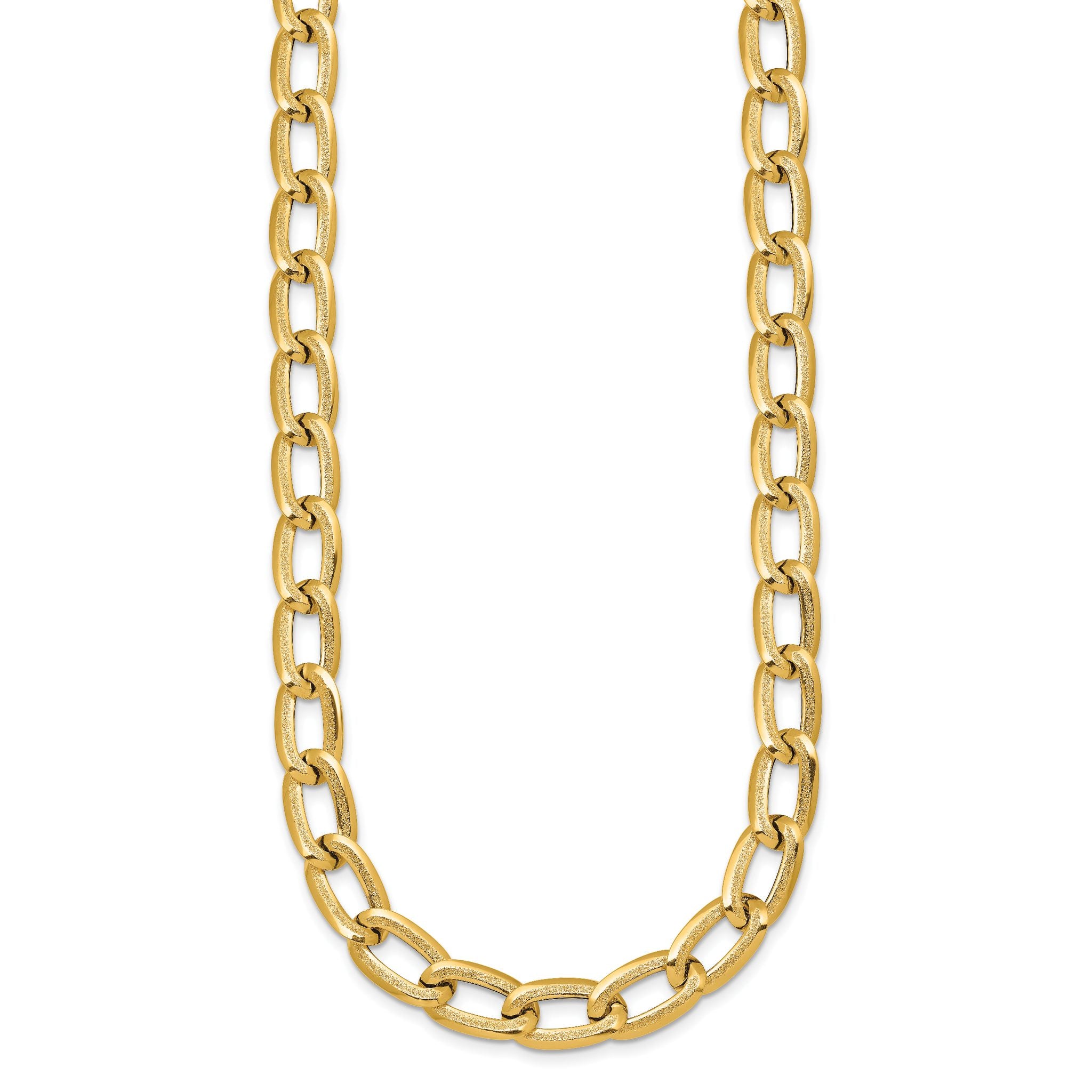 14k Polished And Textured 8mm Long Curb Link 18 inch Necklace Secondary image