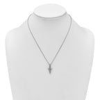 Sterling Silver Rhodium-plated Polished 18 inch Cross Ash Holder Necklace