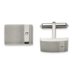 Brushed & Polished Titanium Cuff Links with Cubic Zirconia