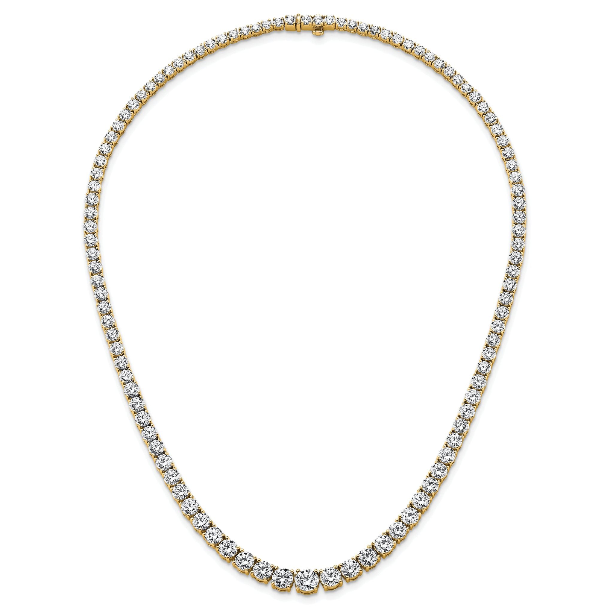 14k 28 1/2 carat Lab Grown Diamond VS+ F+ Complete Round 18 inch Graduated Tennis Necklace