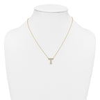 14k 1/3 carat Lab Grown Diamond VS+ F+ Complete Letter T 18 inch Initial Necklace