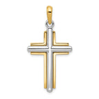 14K Two-Tone Gold Cross Pendant with Polished Back Elegant Design