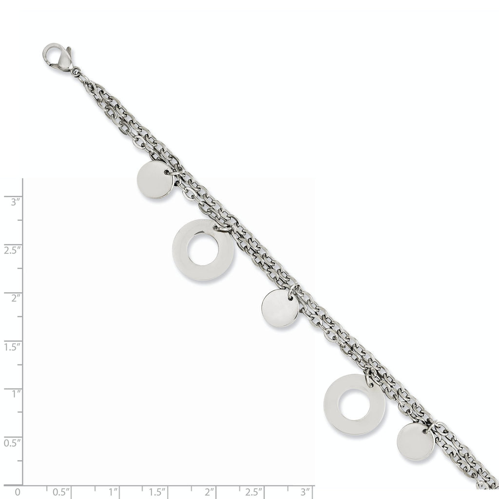 Stainless Steel Polished Circles & Discs Bracelet for Women