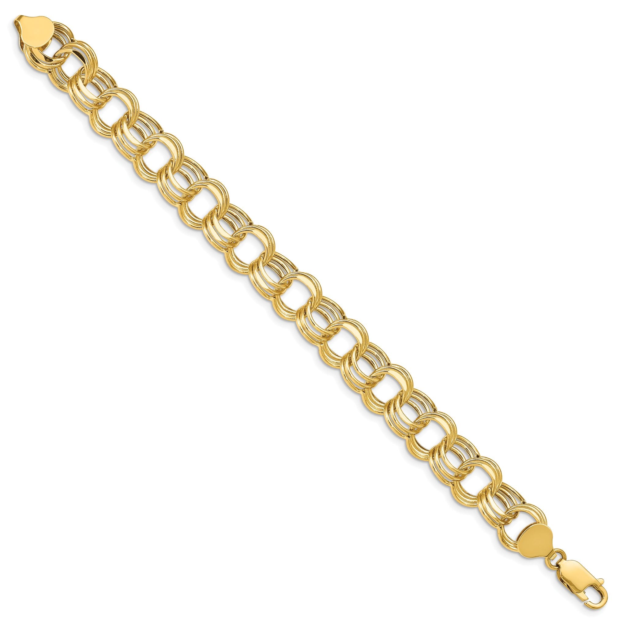 14k Lite 11mm Triple Link Charm Bracelet Secondary image