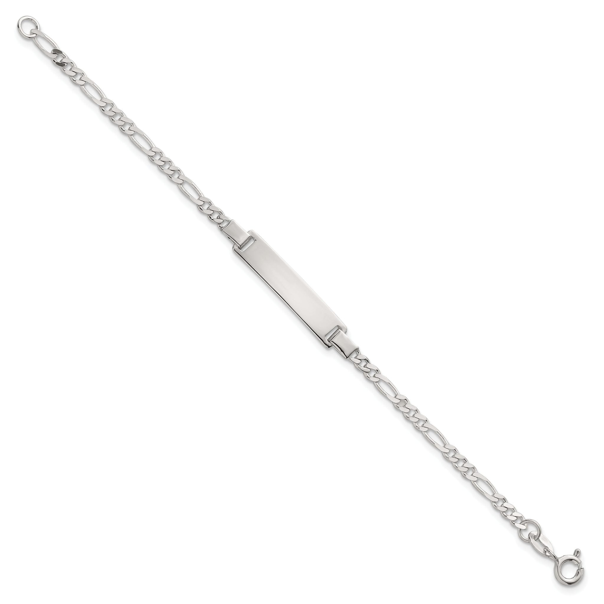 Sterling Silver Polished Figaro Link Childrens 6 Inch ID Bracelet Secondary image