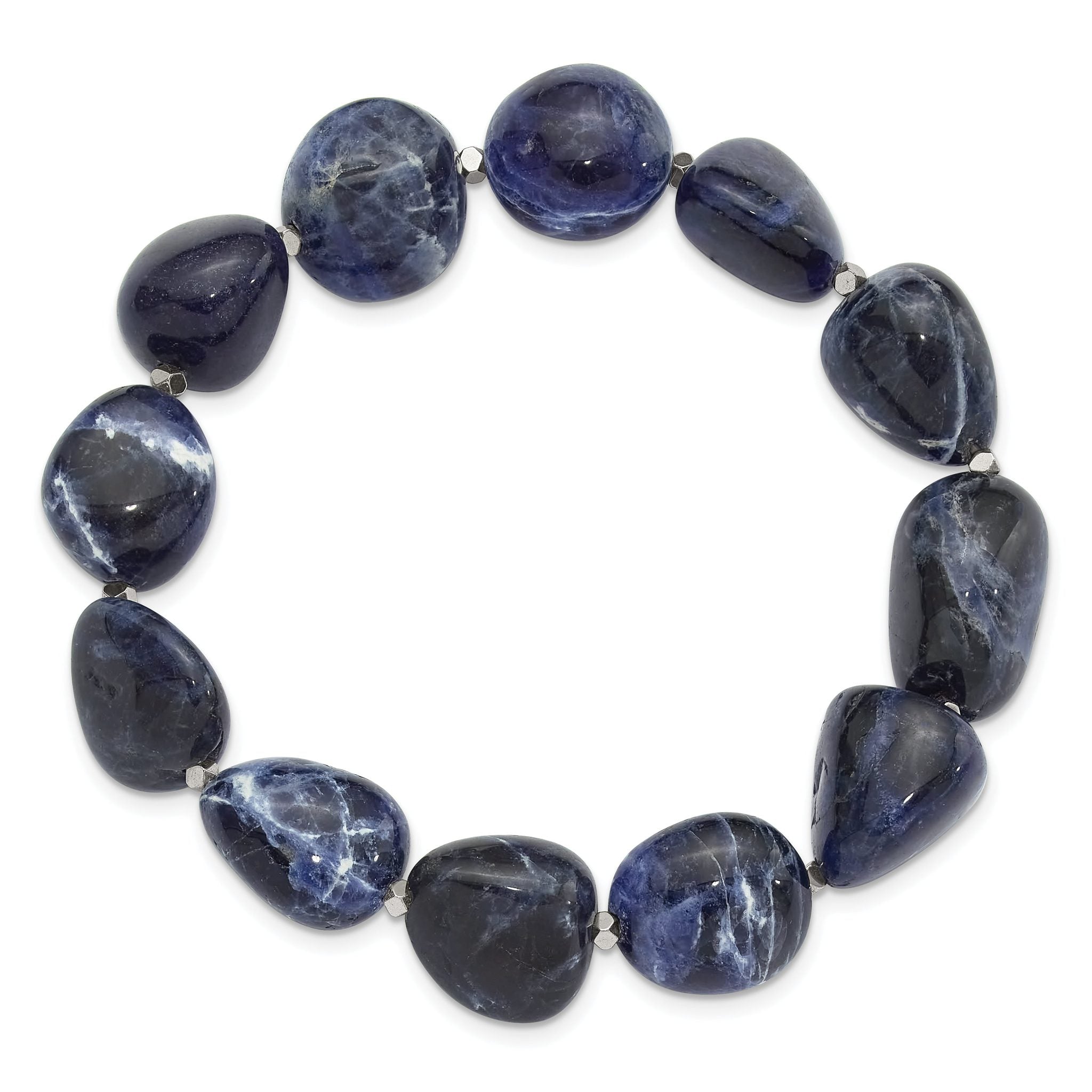 Sodalite and Hematite Beaded Stretch Bracelet Secondary image