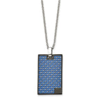 Blue Carbon Fiber Dog Tag Necklace in Stainless Steel