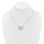Sterling Silver Rhodium-plated Polished Front/Brushed Back 18.75 inch with 2 inch extension 20mm Oval Filigree Locket Necklace