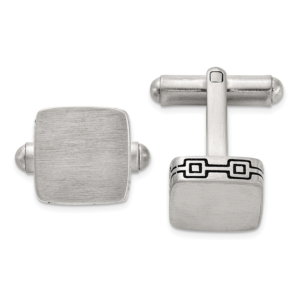 Stainless Steel Brushed Black Oxidized Cuff Links