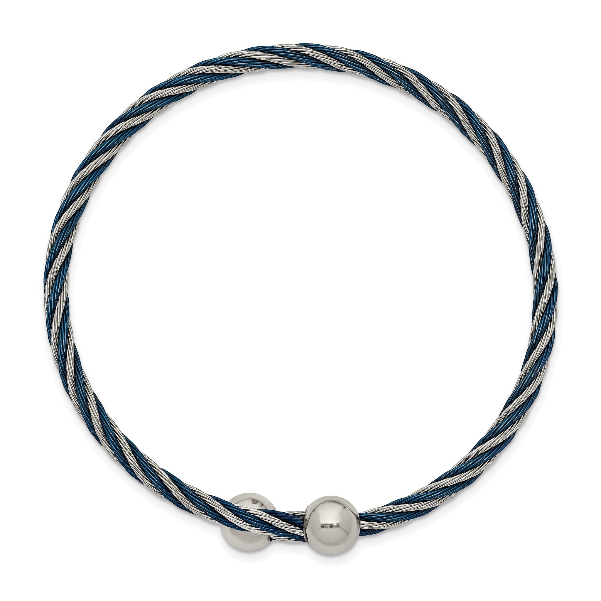 Stainless Steel Polished Blue IP-plated 3.00mm Flexible Bangle Bracelet for Women