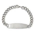 Stainless Steel Polished Curb Chain ID Bracelet for Men