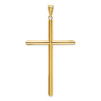 Polished Tube Cross Pendant in 14K Yellow Gold