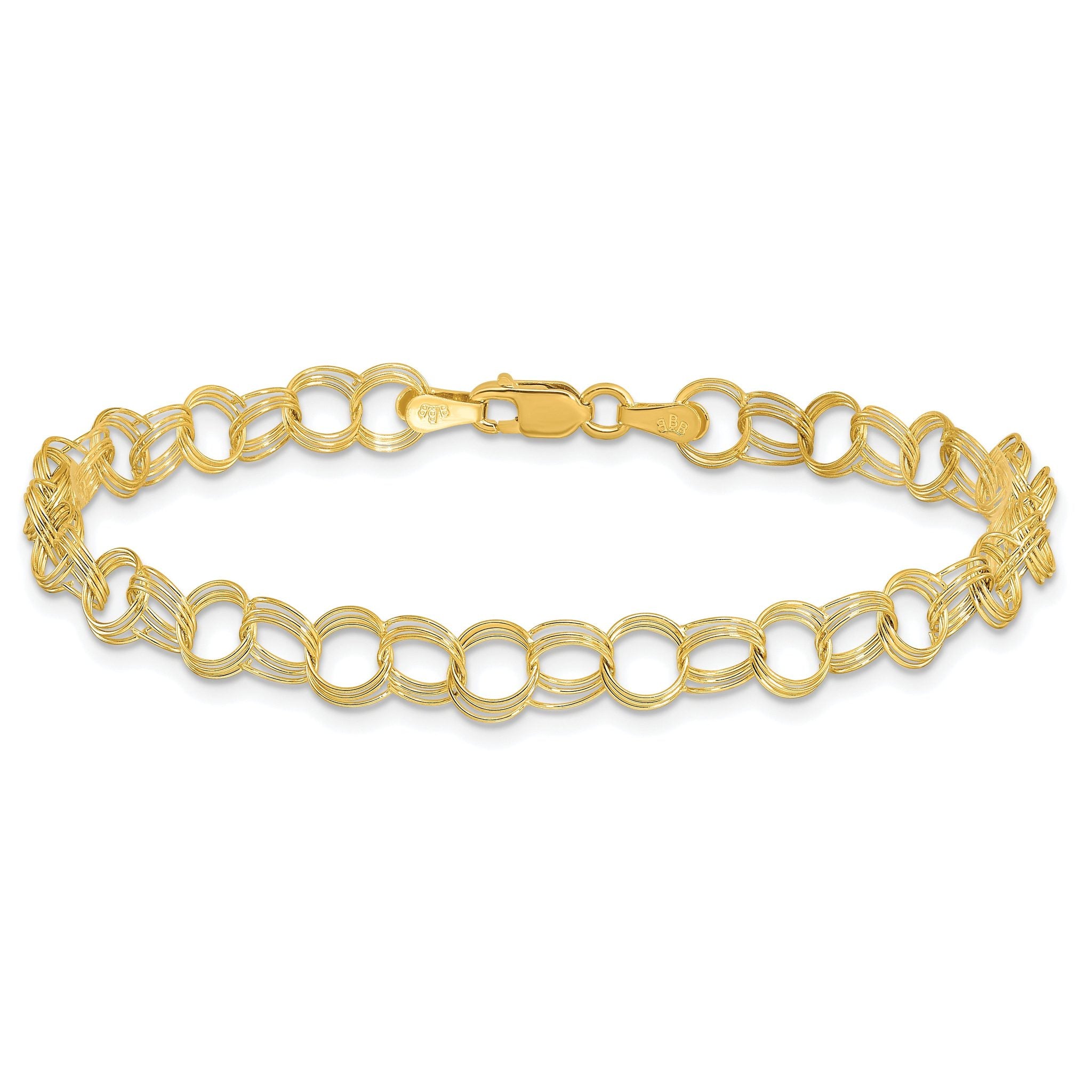 10k Triple Link Charm Bracelet