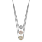 Sterling Silver Gold-plated and Rose-plated CZ With 2in ext Necklace