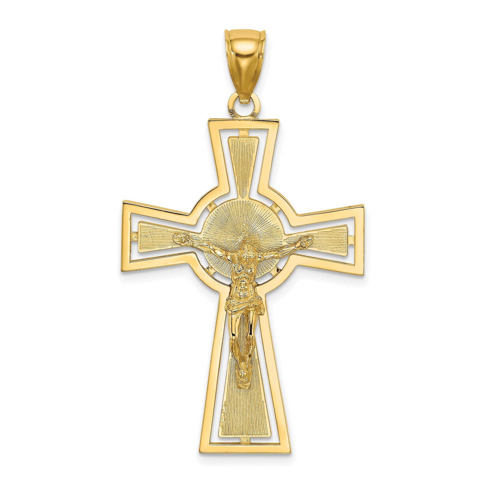 14K Cut-Out Crucifix W/ Center Circle Charm Main image