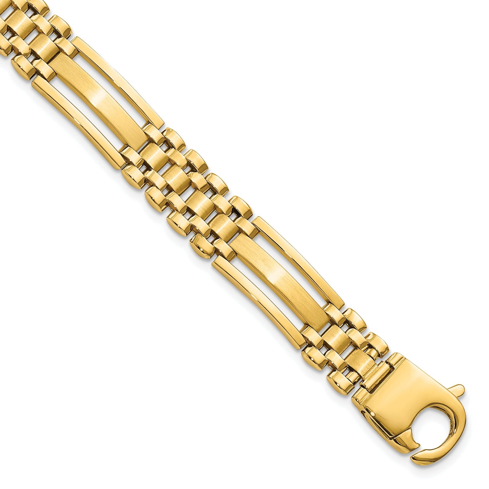 14k Polished and Satin 8.75in Mens Link Bracelet Main image