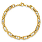 14K w/Wht RH Polished Fancy Flat Anchor Men's Link Bracelet