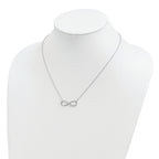Sterling Silver Rhodium-plated with CZ Infinity With  2 IN EXT Necklace