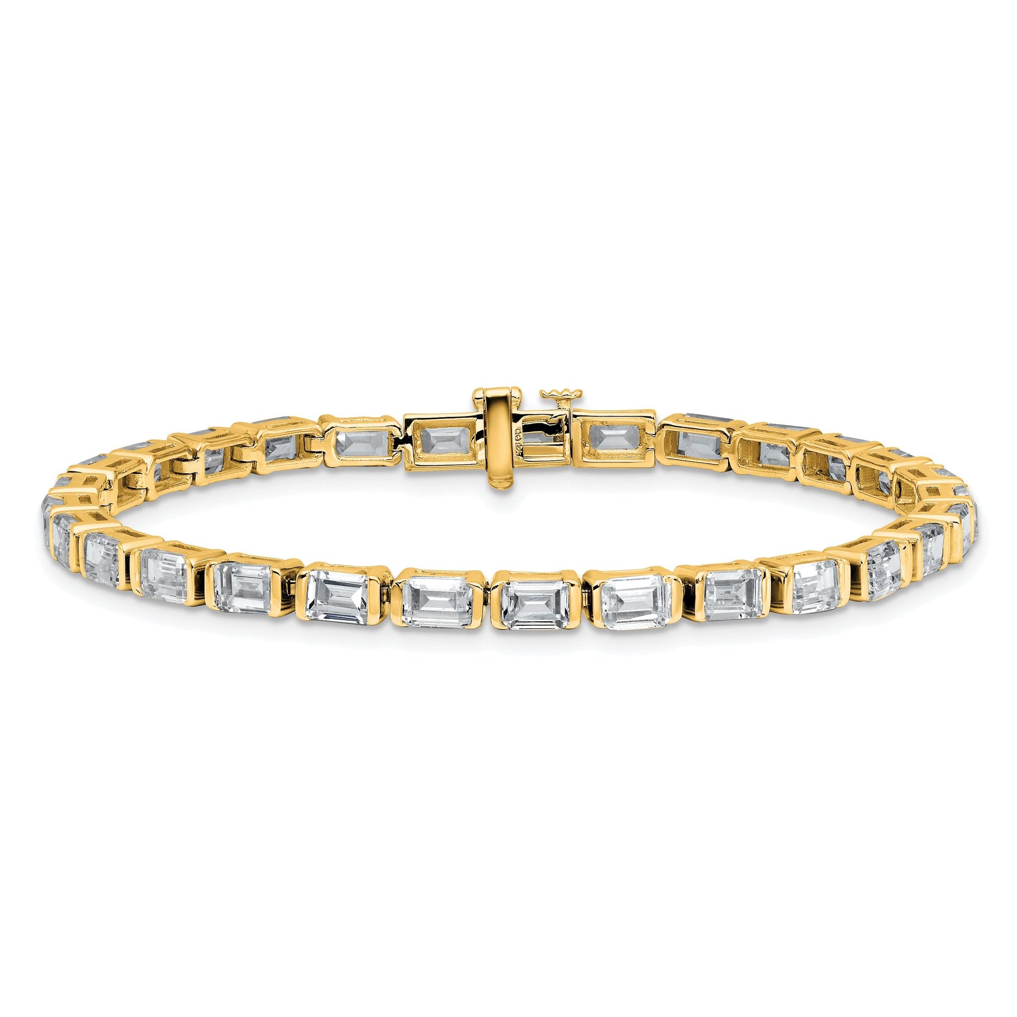 14k 10 carat Lab Grown Diamond VS+ F+ Complete Emerald Bezel Set Tennis Bracelet Secondary image