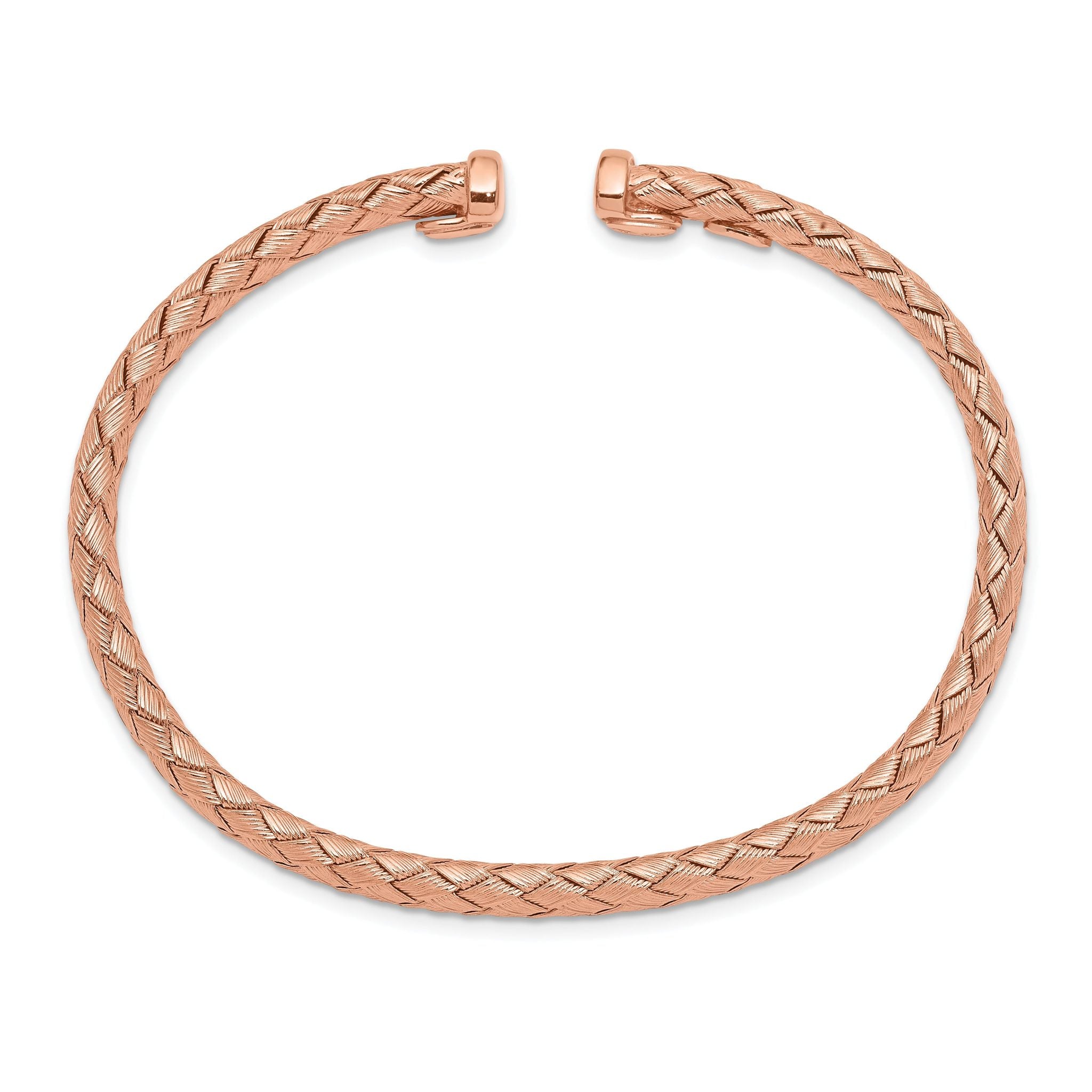 Women's Sterling Silver Rose-Tone Textured Cuff Bracelet by Sophia Jewelers Secondary image