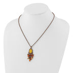 1928 Jewelry Copper-tone Oval Fram Mother of Pearl Multicolor Faceted Acrylic Beads Cluster Adjustable 16 inch Necklace with 3 inch extension