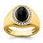 14k Oval Onyx and Diamond Mens Ring
