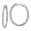 Sterling Shimmer Sterling Silver Rhodium-plated 66 Stone 2.3mm CZ In and Out Oval Hinged Hoop Earrings