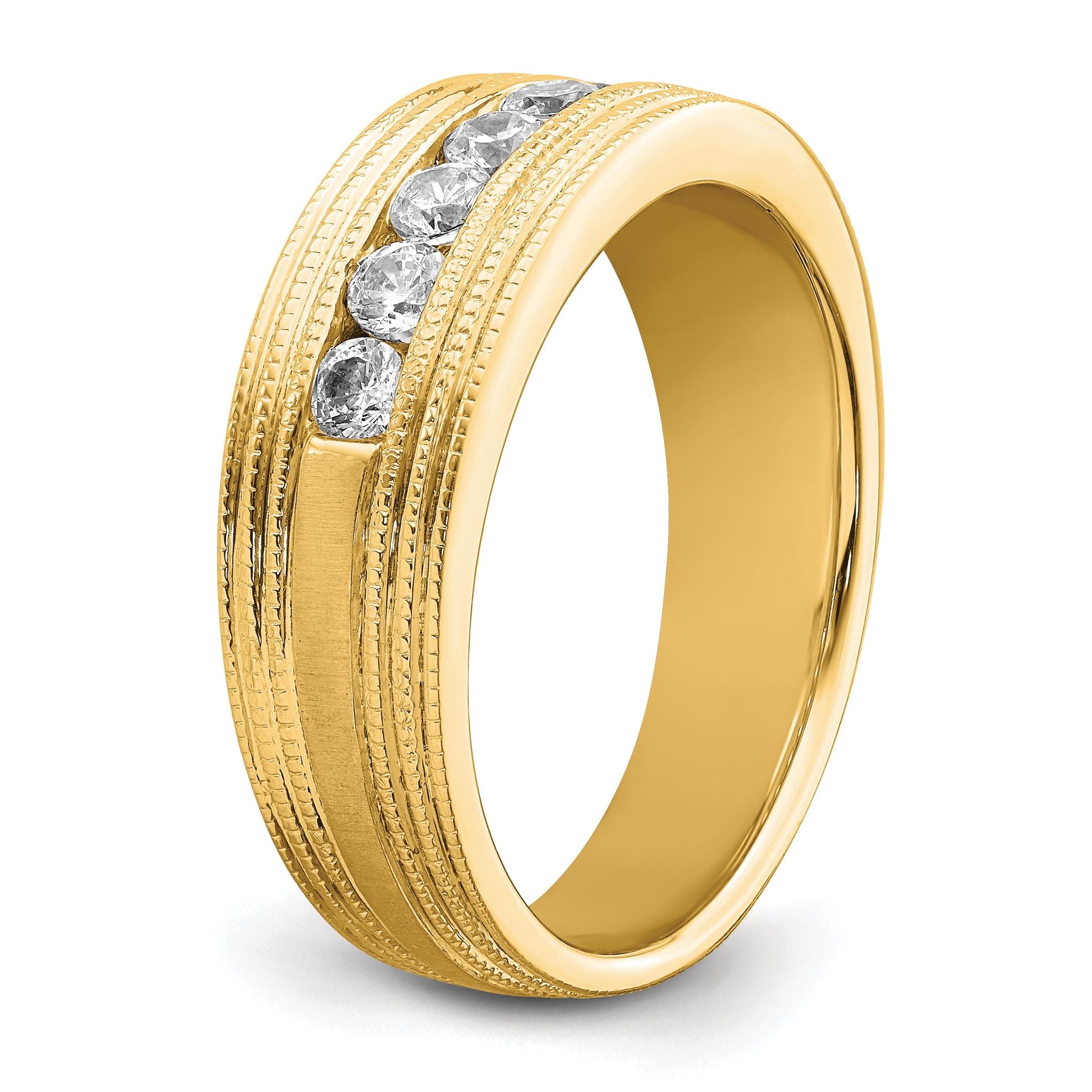 14k 5/8 carat Lab Grown Diamond VS/SI+ G+ Seven Stone Complete Men's Ring