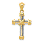 14K Two-Tone Gold Cross Pendant with Polished Finish  Solid, Elegant Design