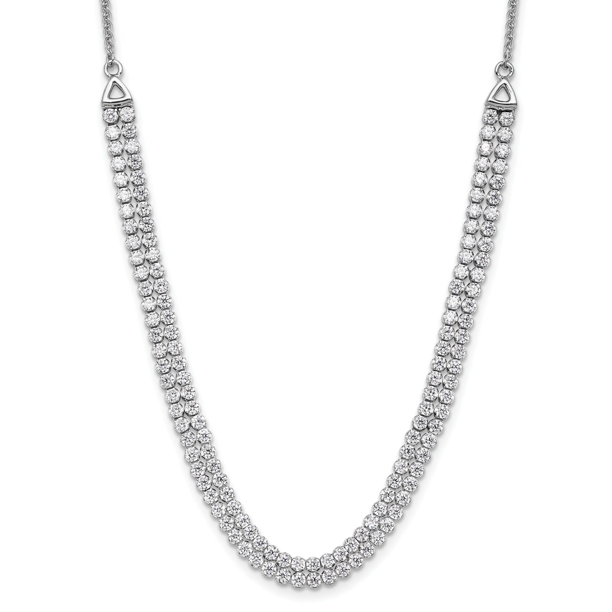 14k White Gold 3 1/3 carat Lab Grown Diamond VS/SI+ G+ Adjustable 13.5 to 24 inch Double Row Tennis Bolo Necklace Main image