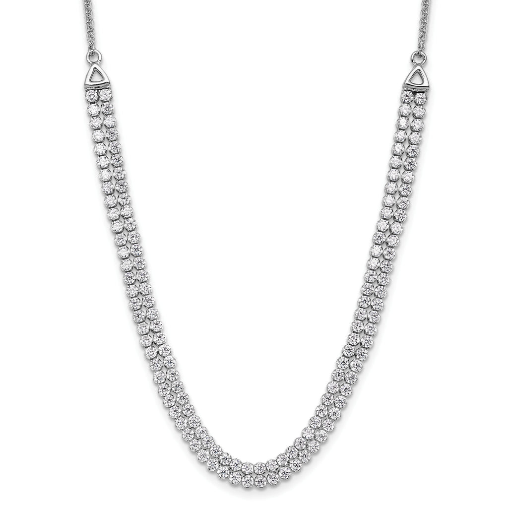 14k White Gold 3 1/3 carat Lab Grown Diamond VS/SI+ G+ Adjustable 13.5 to 24 inch Double Row Tennis Bolo Necklace