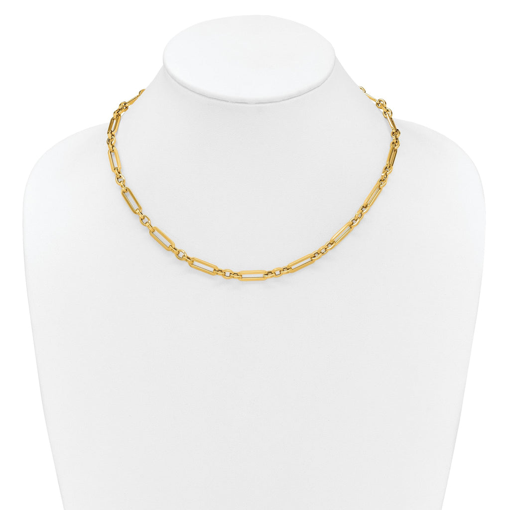 14K Polished Fancy Paperclip Link Necklace