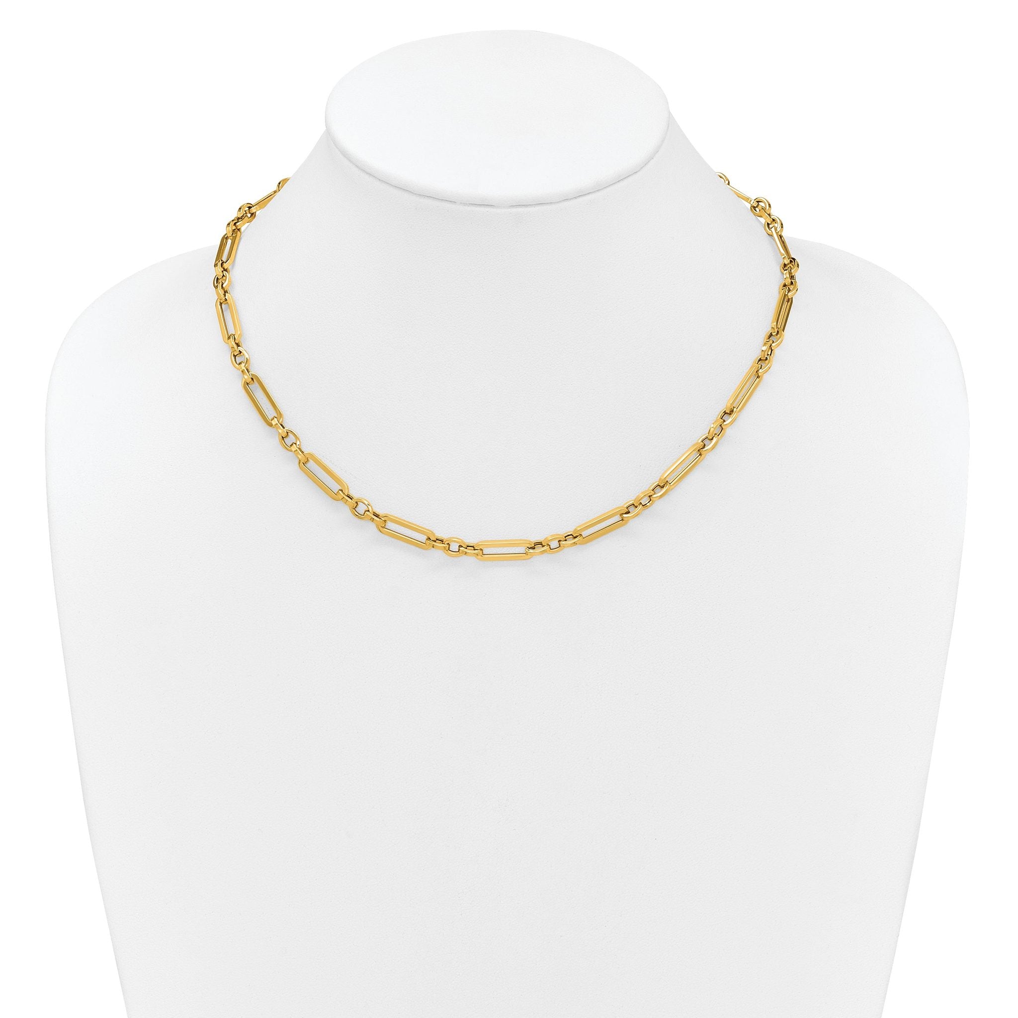 14K Polished Fancy Paperclip Link Necklace
