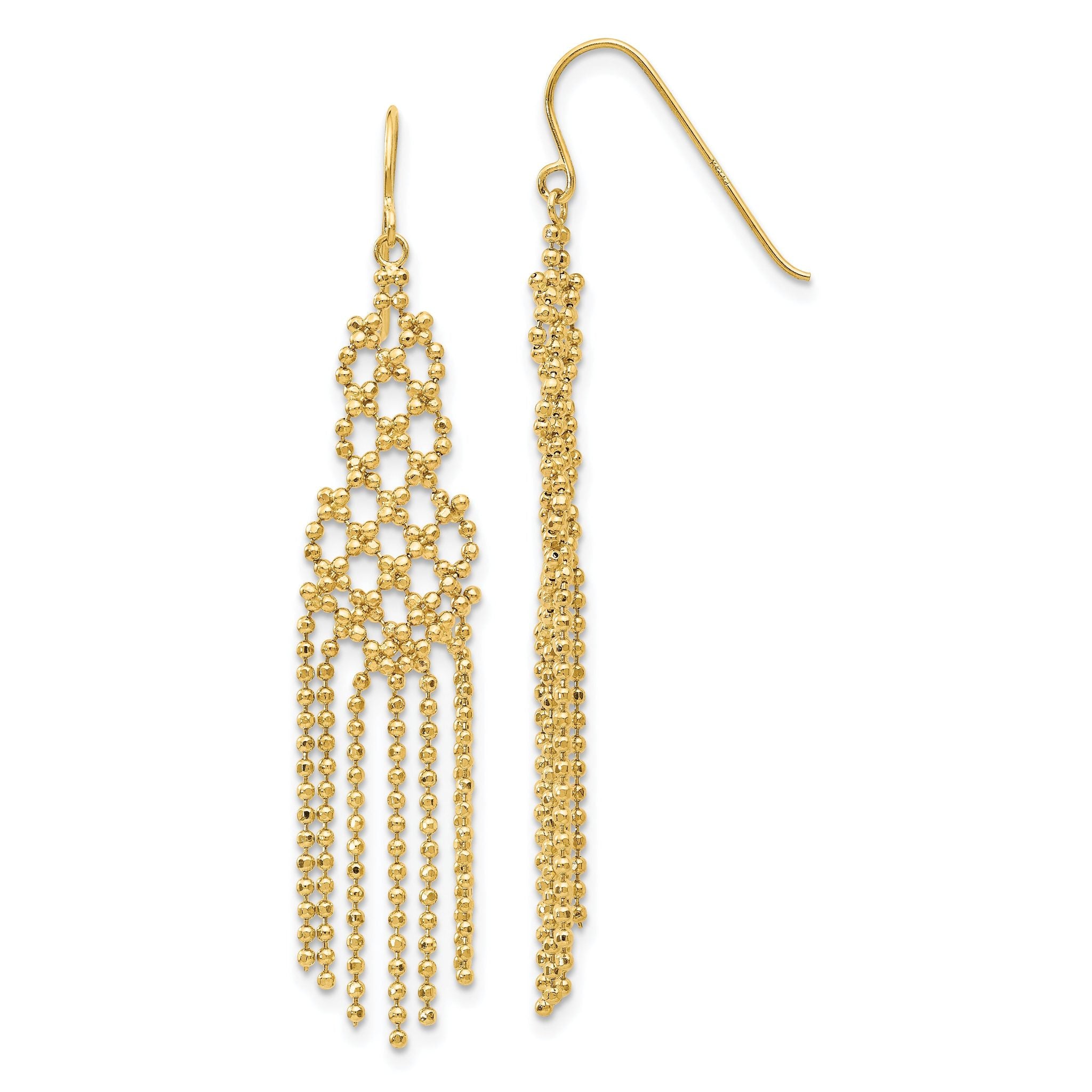 14K Gold Bead Chain Earrings with Polished Finish Elegant Style Main image