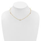14K Two-tone Polished / Dia-cut Beads w/2in ext. Necklace