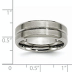 Grooved Beveled-Edge Wedding Band in Titanium, 8mm