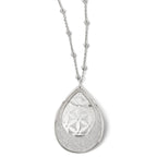 Sterling Silver 925 Polished Beaded Necklace with Glitter Pendant Extension