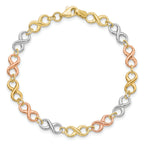 14K Tri-color Polished Infinity Bracelet