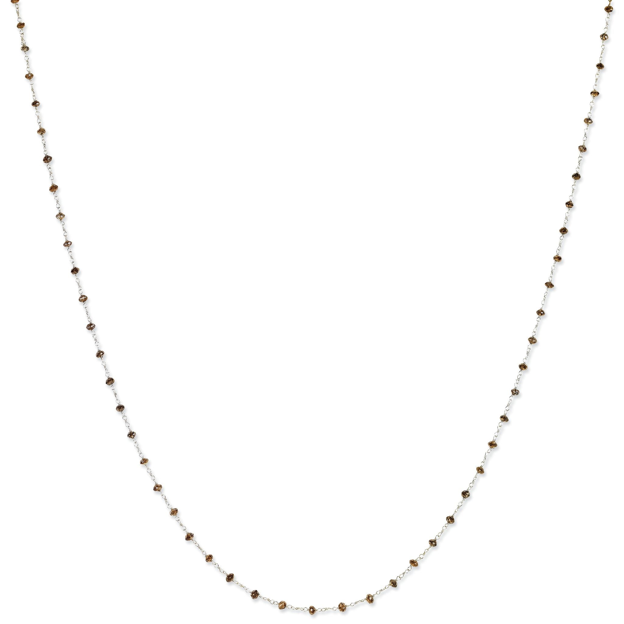 14k White Gold Coffee Brown Diamond Briolette Necklace Main image