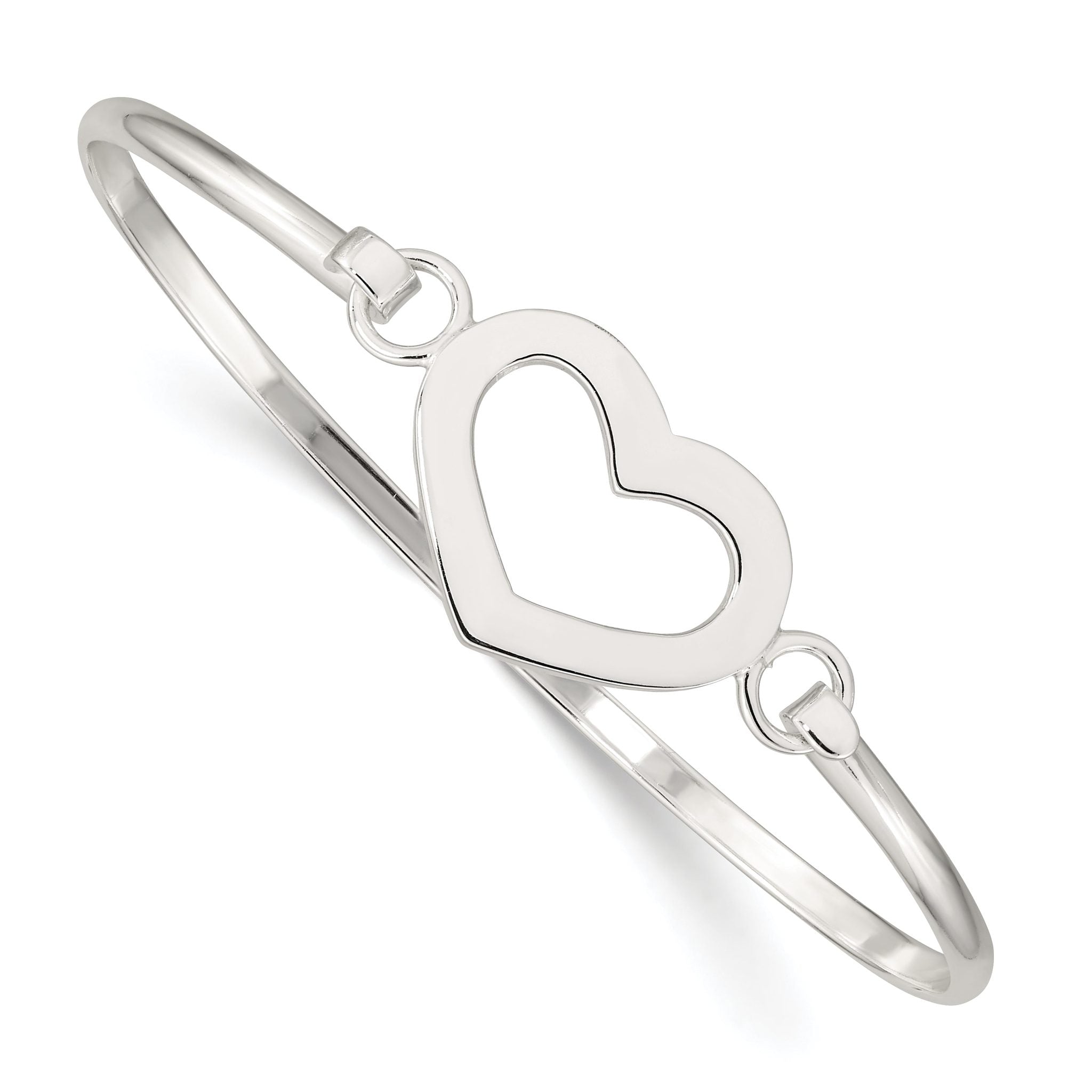 Sophia Jewelers Sterling Silver 925 Heart Bangle Bracelet with Polished Finish Main image