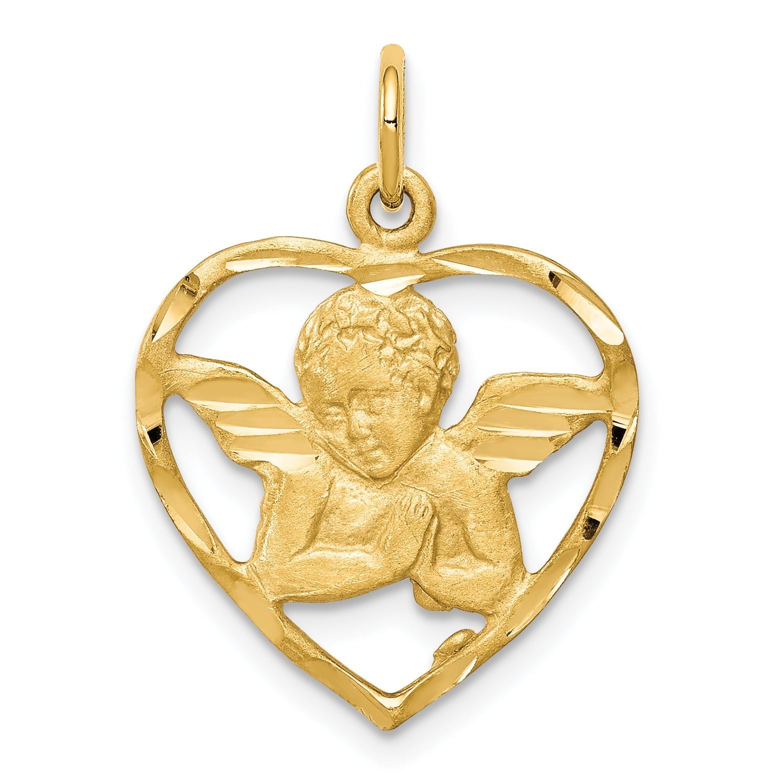 10K Gold Angel Heart Charm with Polished Finish Elegant and Solid Main image