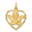 10K Gold Angel Heart Charm with Polished Finish Elegant and Solid